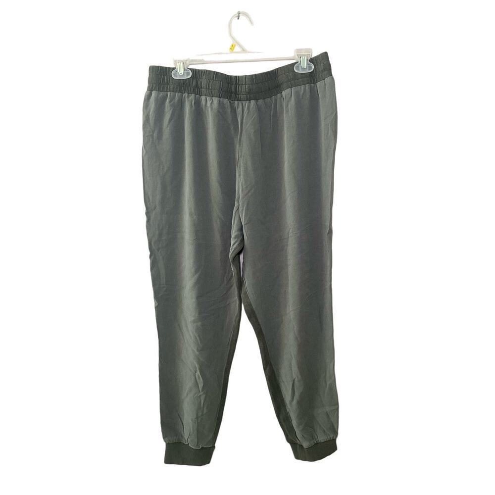 Splendid Jogger‎ Pant Women XL Green Drawstring Flat Front Slash Pockets Hi-Rise